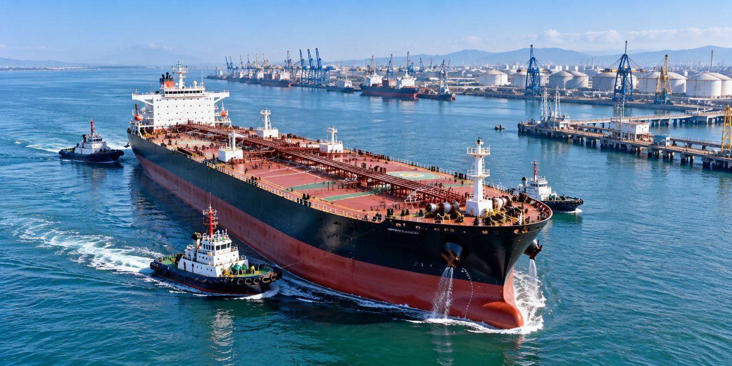 Commercial vessel at port terminal